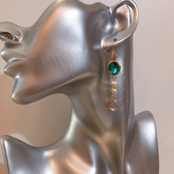 babypinkdrop princess pierce with pearl(K18GF) emeraldgreen 8枚目の画像