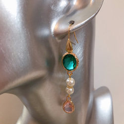babypinkdrop princess pierce with pearl(K18GF) emeraldgreen 9枚目の画像