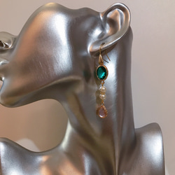 babypinkdrop princess pierce with pearl(K18GF) emeraldgreen 10枚目の画像