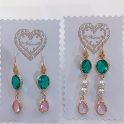 babypinkdrop princess pierce with pearl(K18GF) emeraldgreen 16枚目の画像