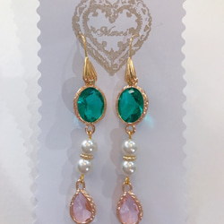 babypinkdrop princess pierce with pearl(K18GF) emeraldgreen 5枚目の画像