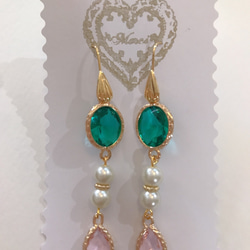 babypinkdrop princess pierce with pearl(K18GF) emeraldgreen 12枚目の画像