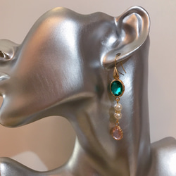 babypinkdrop princess pierce with pearl(K18GF) emeraldgreen 11枚目の画像
