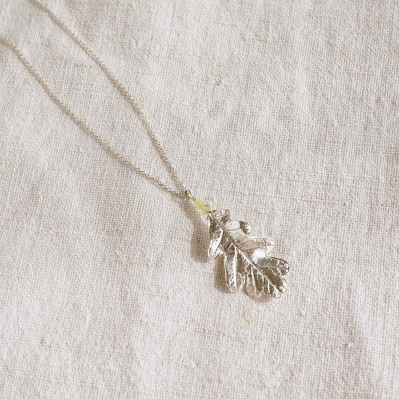 Oak leaf stone necklace [P077SV(ST)] 2枚目の画像