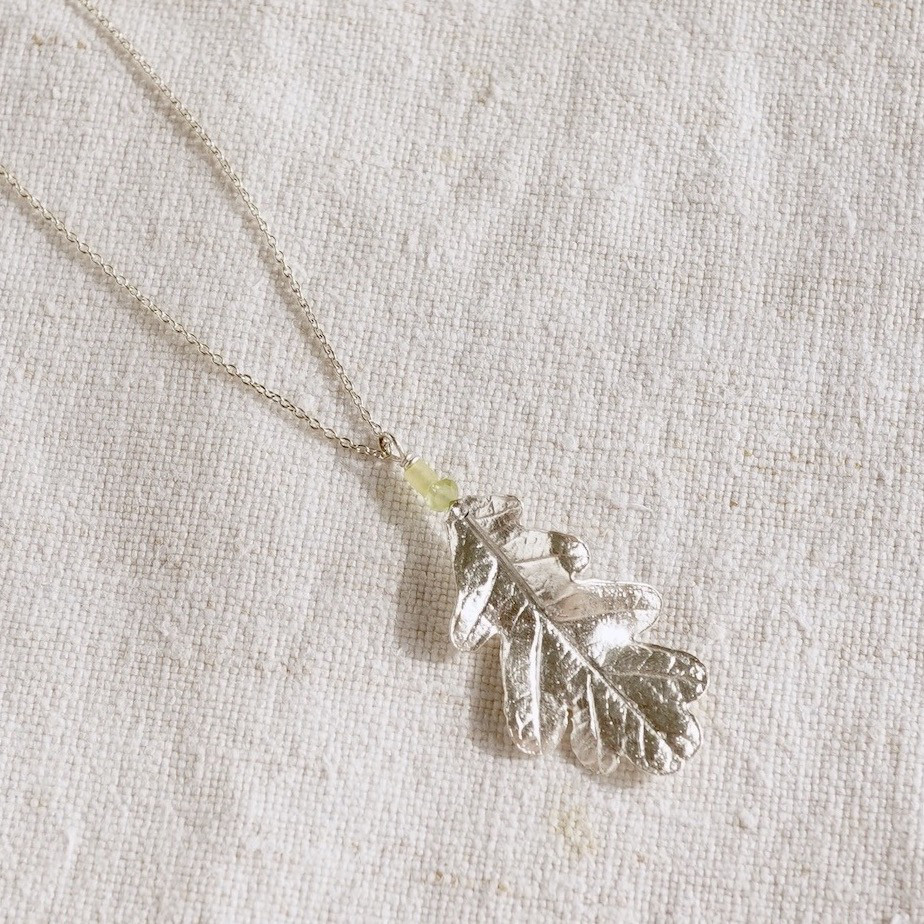 Oak leaf stone necklace [P077SV(ST)]