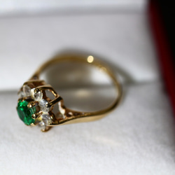 英国 1974年 指輪 グリーンストーン 純金 375 宝石 鑑定書付 プレゼント ギフト レディース ビンテージ J8 4枚目の画像