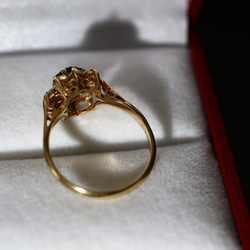 英国 1974年 指輪 グリーンストーン 純金 375 宝石 鑑定書付 プレゼント ギフト レディース ビンテージ J8 5枚目の画像