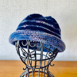 リクエスト品　くるくるニット帽　ブルー系　(7230) 3枚目の画像