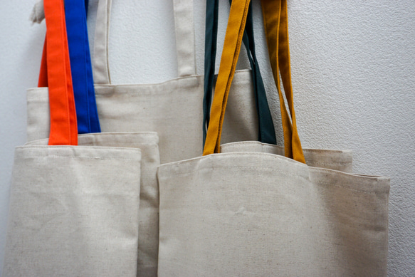 持ち手カラーが選べる綿麻キャンバスのトートバッグ｜エコバッグ｜【送料無料】 16枚目の画像