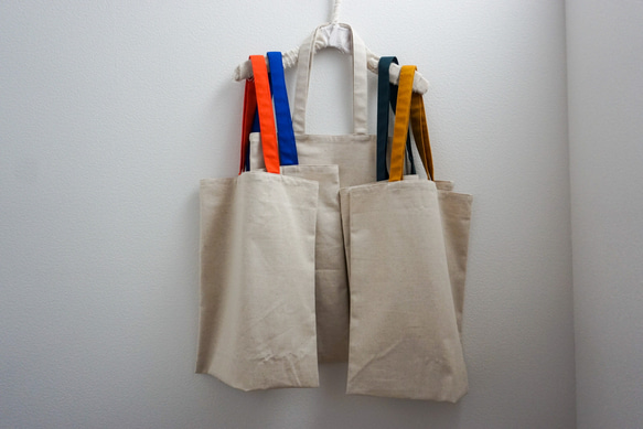 持ち手カラーが選べる綿麻キャンバスのトートバッグ｜エコバッグ｜【送料無料】 5枚目の画像