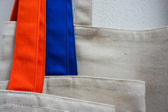 持ち手カラーが選べる綿麻キャンバスのトートバッグ｜エコバッグ｜【送料無料】 14枚目の画像