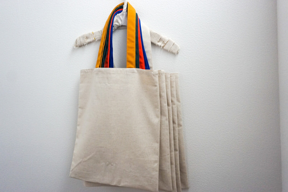 持ち手カラーが選べる綿麻キャンバスのトートバッグ｜エコバッグ｜【送料無料】 2枚目の画像