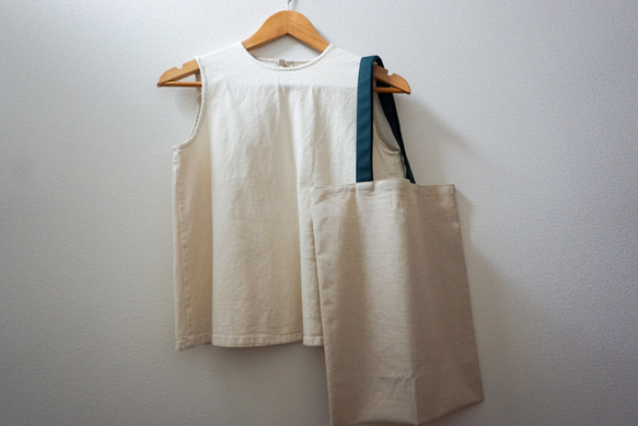 持ち手カラーが選べる綿麻キャンバスのトートバッグ｜エコバッグ｜【送料無料】 7枚目の画像