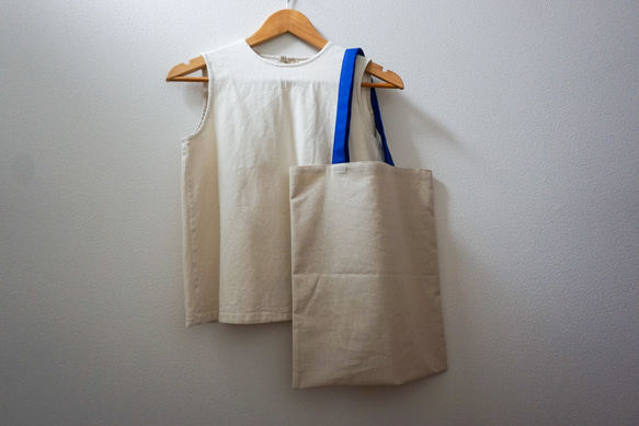 持ち手カラーが選べる綿麻キャンバスのトートバッグ｜エコバッグ｜【送料無料】 4枚目の画像