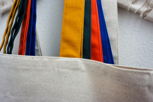 持ち手カラーが選べる綿麻キャンバスのトートバッグ｜エコバッグ｜【送料無料】 13枚目の画像