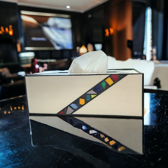 ティッシュボックスのカバー　ステンドグラス雑貨　インテリア雑貨　モザイク柄　ティッシュホルダー　送料無料 8枚目の画像