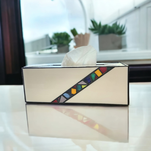 ティッシュボックスのカバー　ステンドグラス雑貨　インテリア雑貨　モザイク柄　ティッシュホルダー　送料無料 13枚目の画像
