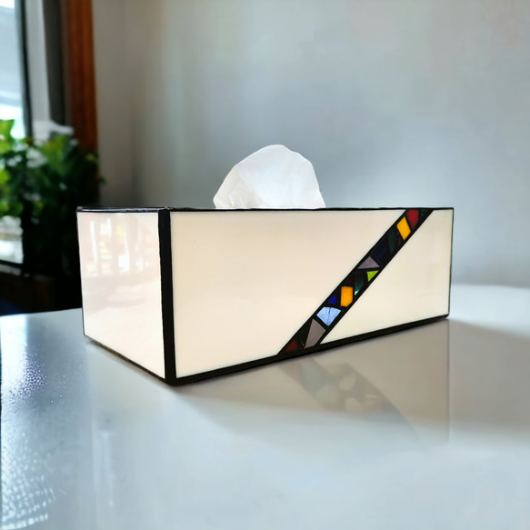 ティッシュボックスのカバー　ステンドグラス雑貨　インテリア雑貨　モザイク柄　ティッシュホルダー　送料無料 19枚目の画像