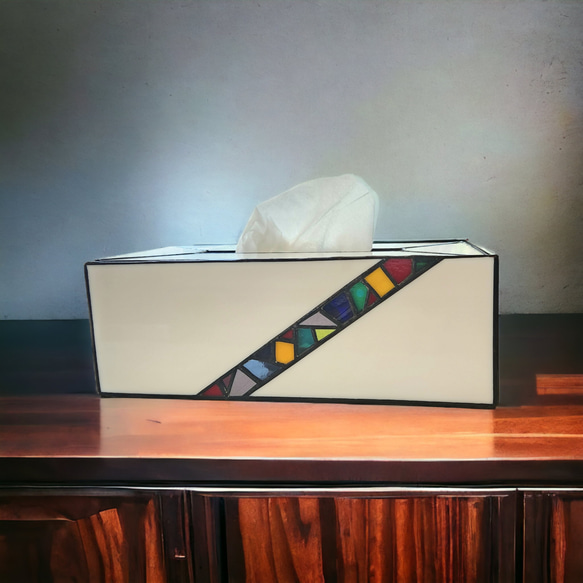 ティッシュボックスのカバー　ステンドグラス雑貨　インテリア雑貨　モザイク柄　ティッシュホルダー　送料無料 17枚目の画像
