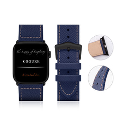 Apple Watch ヨーロピアンエンボスレザーバンド ネイビー【Navy】N01 4枚目の画像