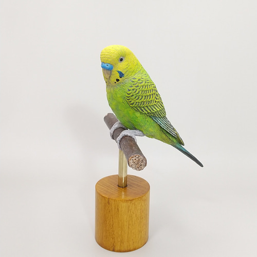とまり木のセキセイインコ(green) その他置物 moshima 通販 とまり木のセキセイインコ(green) その他置物 moshima 通販