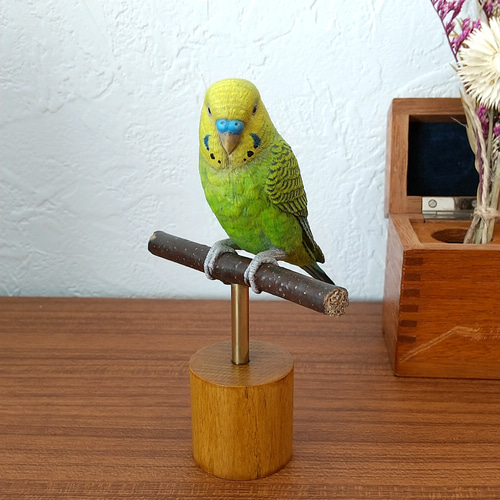 とまり木のセキセイインコ(green) その他置物 moshima 通販