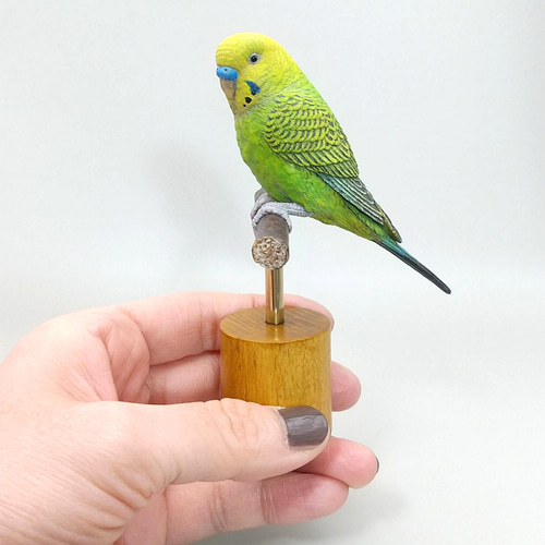 とまり木のセキセイインコ(green) その他置物 moshima 通販