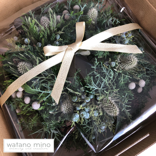 冬の空のリース S ナチュラルモダン グリーンリース クリスマスリース