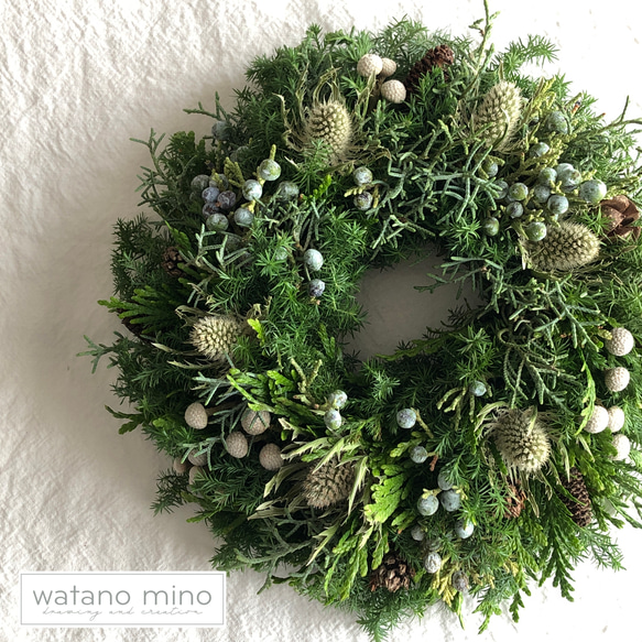 冬の空のリース S ナチュラルモダン グリーンリース クリスマスリース