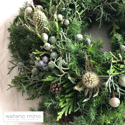 冬の空のリース S ナチュラルモダン グリーンリース クリスマスリース