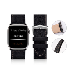 Apple Watch ヨーロピアンエンボスレザーバンド ブラック【Black】N01 1枚目の画像