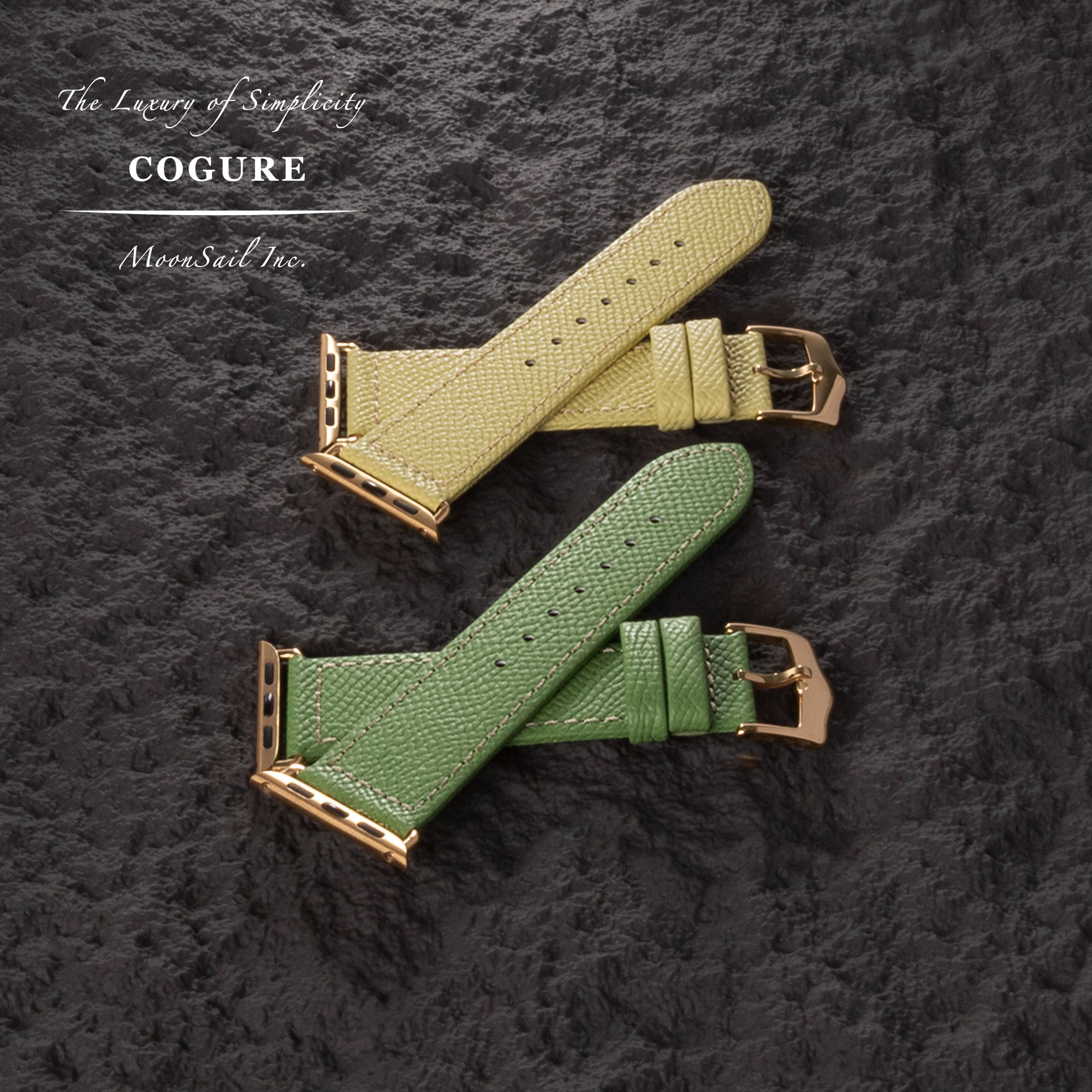 Apple Watch ヨーロピアンエンボスレザーバンド ブラック【Black】N01