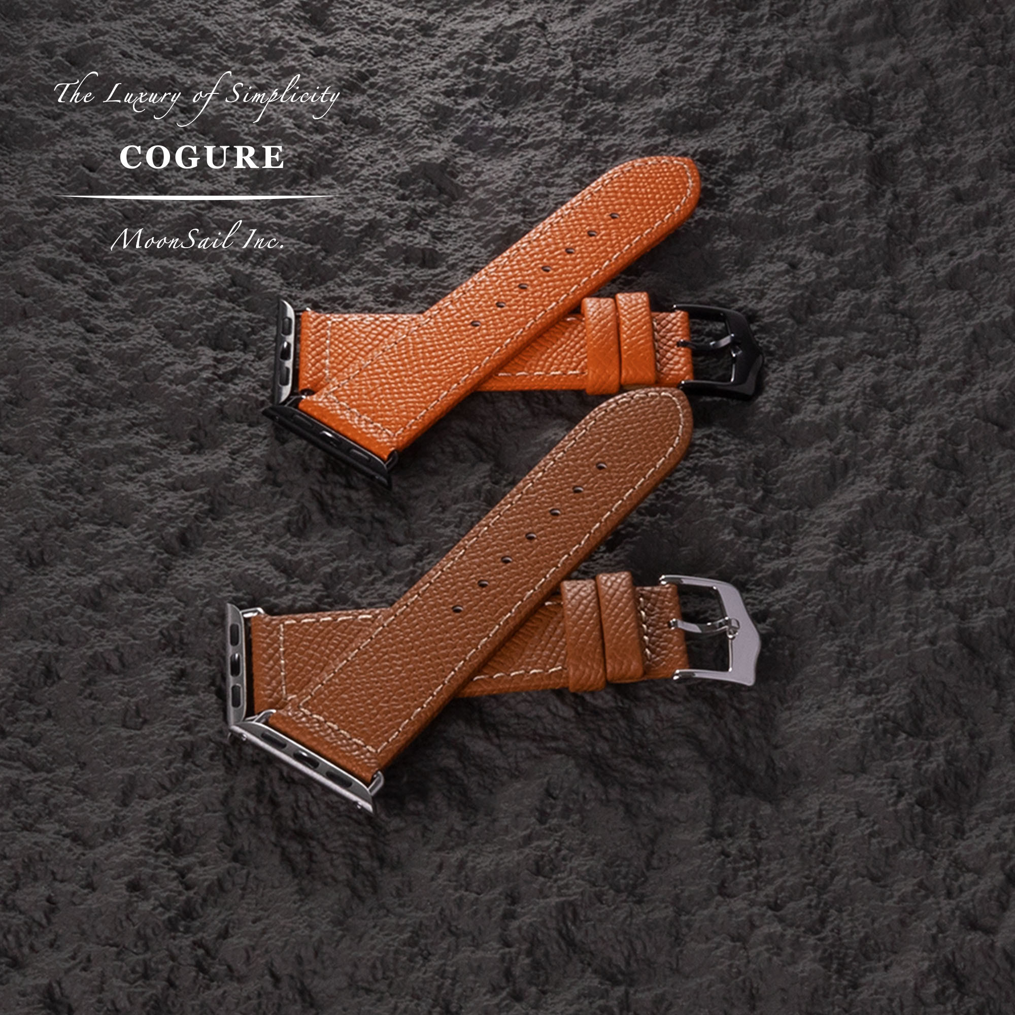 Apple Watch ヨーロピアンエンボスレザーバンド ブラック【Black】N01