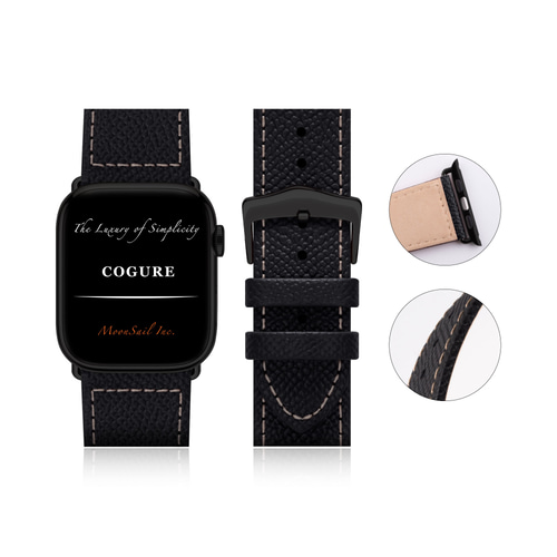 Apple Watch ヨーロピアンエンボスレザーバンド ブラック【Black