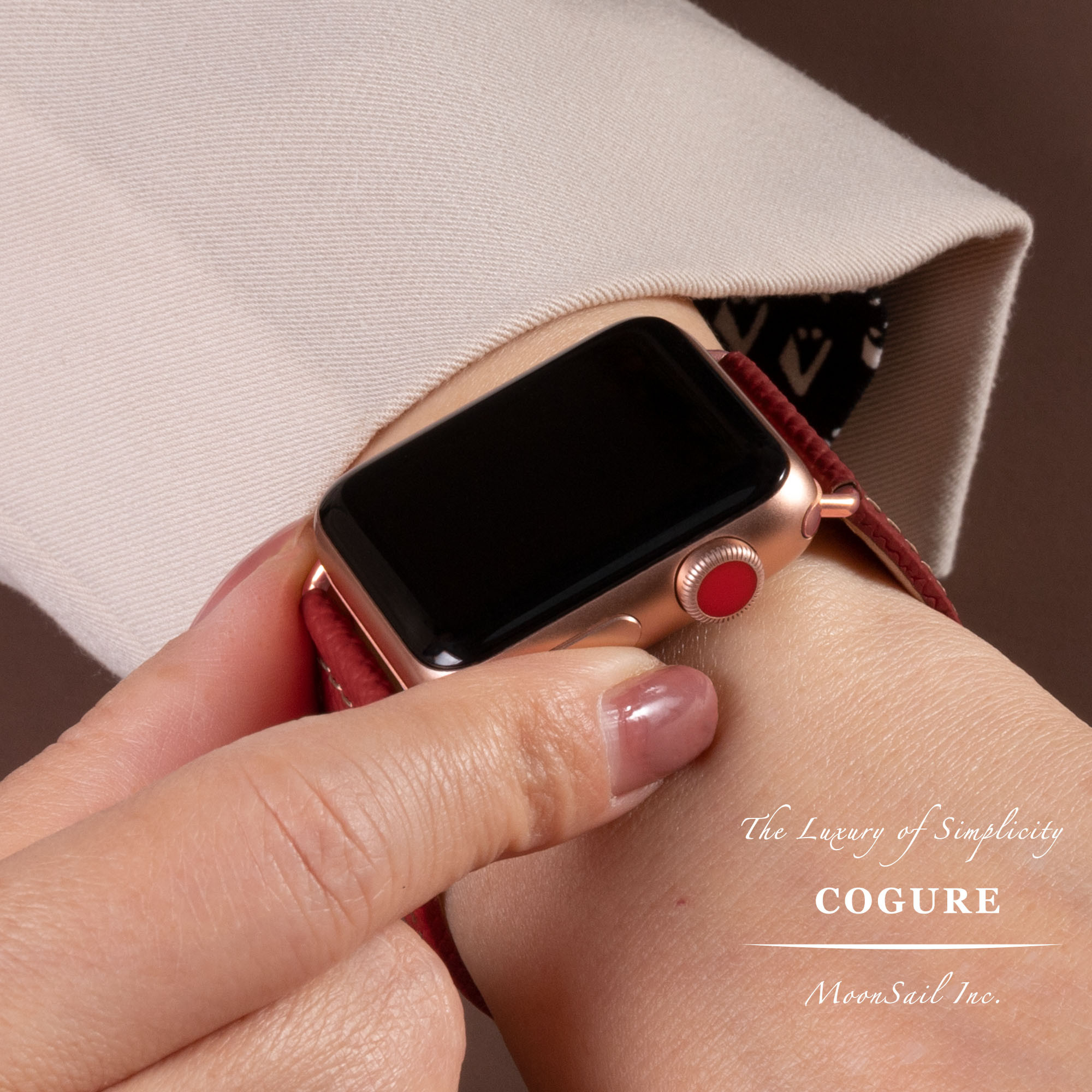 Apple Watch ヨーロピアンエンボスレザーバンド ブラック【Black】N01