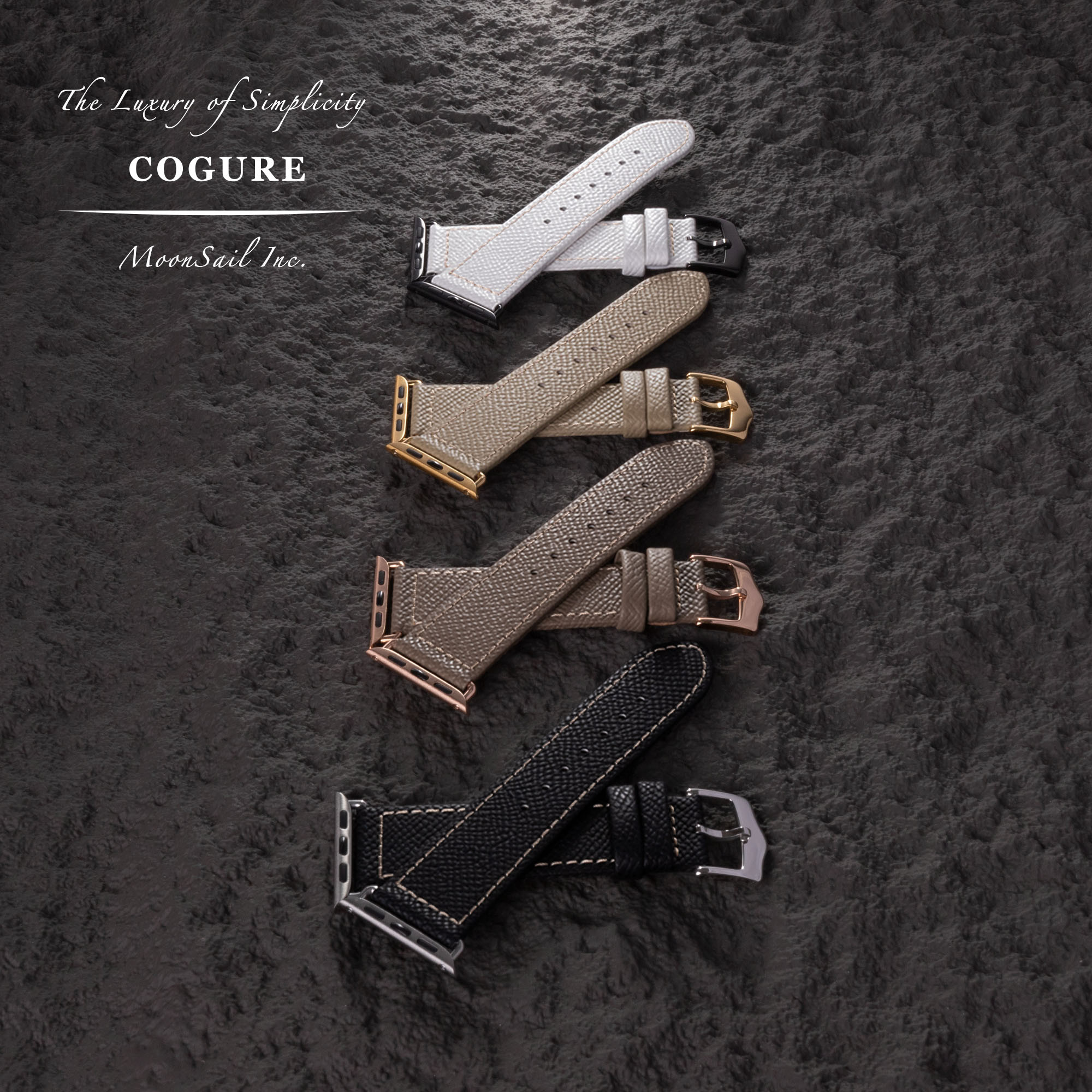 Apple Watch ヨーロピアンエンボスレザーバンド ブラック【Black】N01