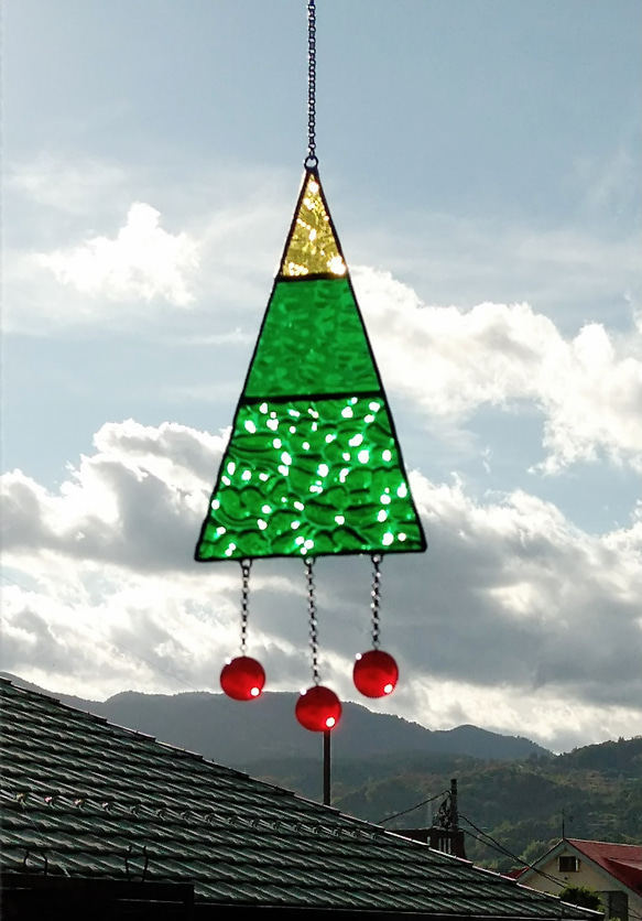 クリスマスツリーのオーナメント ステンドグラス 窓飾り サン