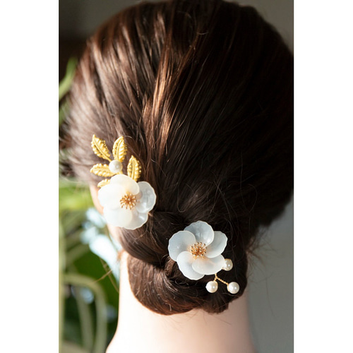 白梅 2点セット ヘアピン ヘアアクセサリー 髪飾り ヘアピン JOS 通販