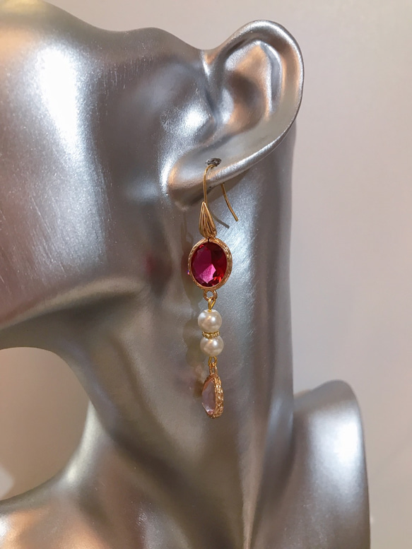 babypinkdrop princess pierce with pearl(K18GF) rubyred 5枚目の画像