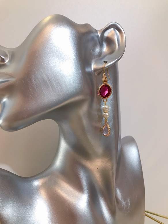 babypinkdrop princess pierce with pearl(K18GF) rubyred 8枚目の画像