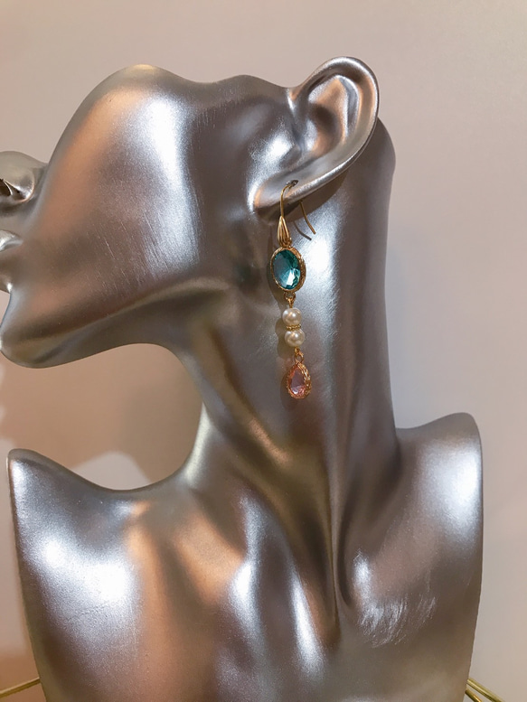 babypinkdrop princess pierce with pearl(K18GF) skyblue 4枚目の画像