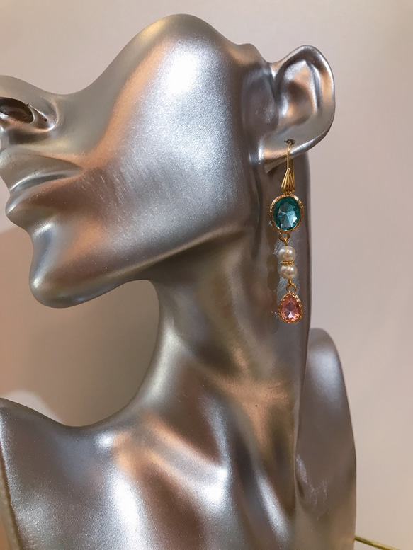 babypinkdrop princess pierce with pearl(K18GF) skyblue 9枚目の画像
