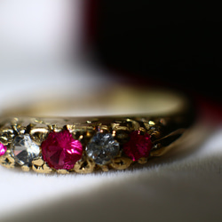 英国 1985年 指輪 合成 ルビー 純金 純金率375 宝石 鑑定付 プレゼント ギフト レディース J13 6枚目の画像