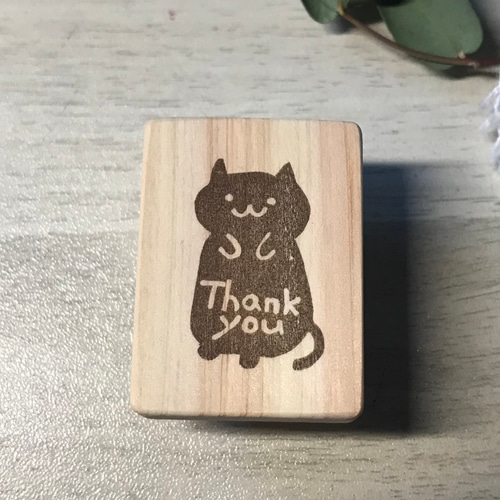 消しゴムはんこ　リアルねこさんとthankyou 消しゴムはんこリアルねこさんとthankyou