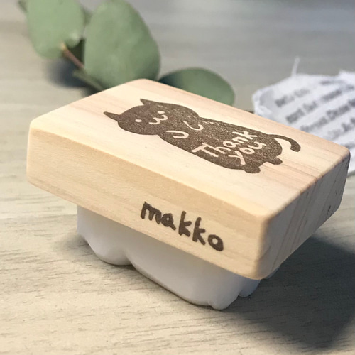 消しゴムはんこリアルねこさんとthankyou