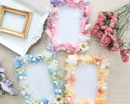 【母の日】フラワーフォトフレーム☆プリザーブドフラワー☆ドライフラワー 受注製作》ドライフラワー プリザーブドフラワー フォトフレーム 写真