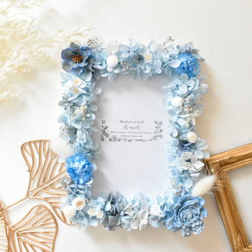 受注製作》ドライフラワー プリザーブドフラワー フォトフレーム 写真