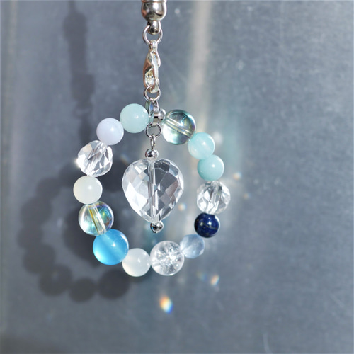 幸せの虹色～ サンキャッチャー 天然石ストラップ サークル型 12cm 1個