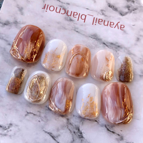 5370 ネイルチップ べっ甲 ゴールド ホワイト ブラウン