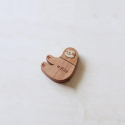 【オーダーメイドギフト】木製 USB メモリ ナマケモノ 3枚目の画像